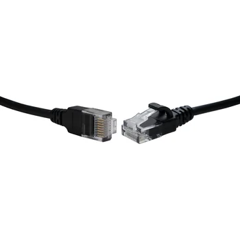 Коммутационный шнур U/UTP 4-х парный cat.5е 0.3м LSZH черный (диаметр 3,8 мм)